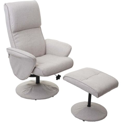 Sillón relax TV con reposapiés giratorio de diseño Chesterfield en PVC blanco 040003105