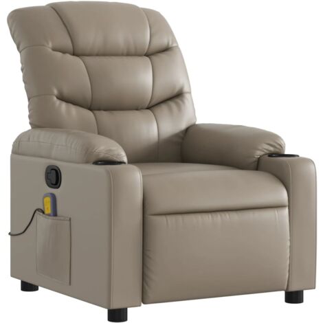 Sillón relax TV función masaje reclinable 6 puntos de masaje en PVC capuchino DEC026875