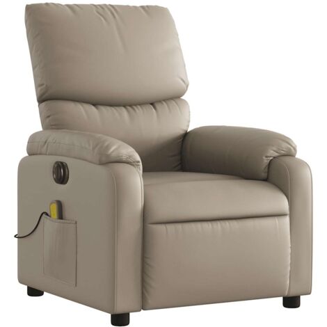 Sillón relax TV función masaje reclinable eléctrico 6 puntos de masaje en PVC capuchino DEC027134
