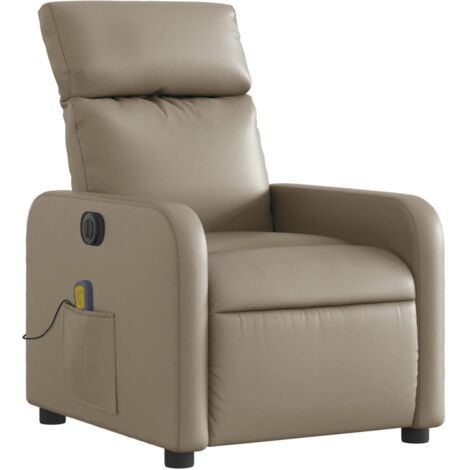 Sillón relax TV función masaje reclinable eléctrico 6 puntos de masaje en PVC capuchino DEC027139