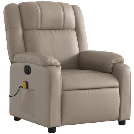 Sillón relax TV función masaje reclinable eléctrico 6 puntos de masaje en PVC capuchino DEC027142