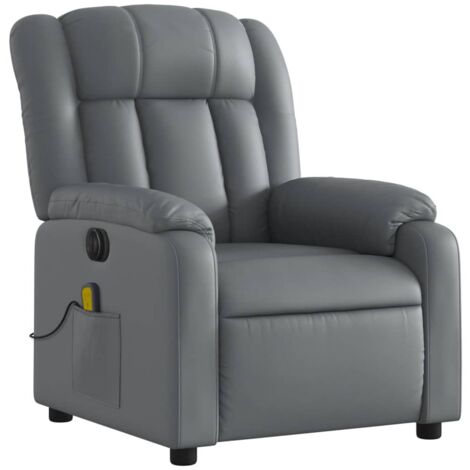 Sillón relax TV función masaje reclinable eléctrico 6 puntos de masaje en PVC gris DEC027172