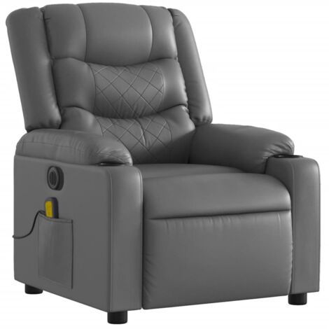 Sillón relax TV función masaje reclinable eléctrico 6 puntos de masaje en PVC gris DEC027173