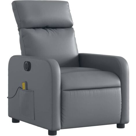 Sillón relax TV función masaje reclinable eléctrico 6 puntos de masaje en PVC gris DEC027174
