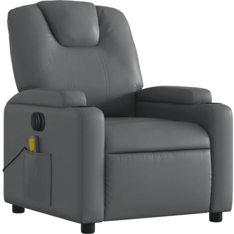 Sillón relax TV función masaje reclinable eléctrico 6 puntos de masaje en PVC gris DEC027176