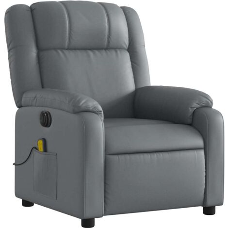 Sillón relax TV función masaje reclinable eléctrico 6 puntos de masaje en PVC gris DEC027177