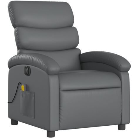 Sillón relax TV función masaje reclinable eléctrico 6 puntos de masaje en PVC gris DEC027181