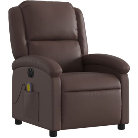 Sillón relax TV función masaje reclinable eléctrico 6 puntos de masaje en PVC marrón DEC027204