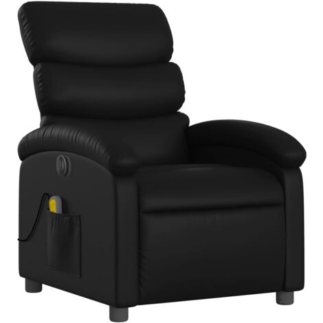 Sillón relax TV función masaje reclinable eléctrico 6 puntos de masaje en PVC negro DEC027208