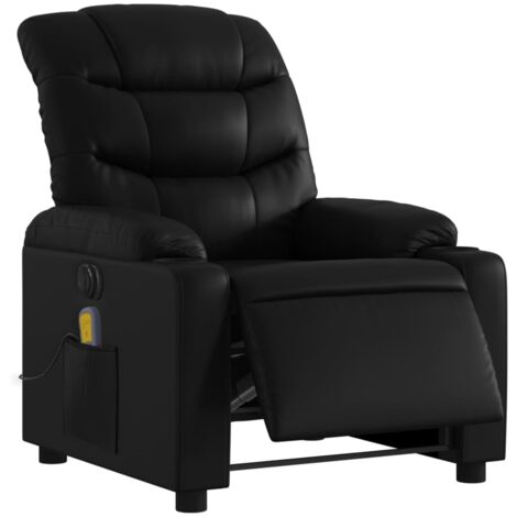 Sillón relax TV función masaje reclinable eléctrico 6 puntos de masaje en PVC negro DEC027211