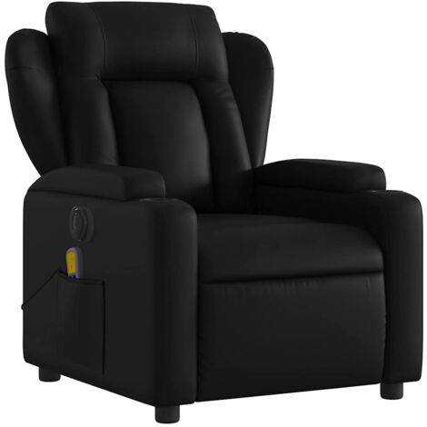 Sillón relax TV función masaje reclinable eléctrico 6 puntos de masaje en PVC negro DEC027214