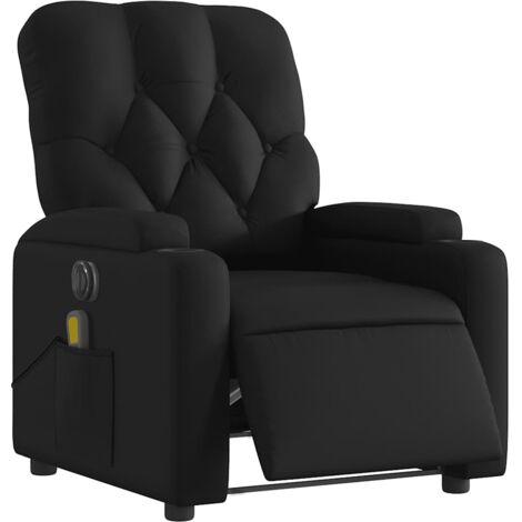 Sillón relax TV función masaje reclinable eléctrico 6 puntos de masaje en PVC negro DEC027217