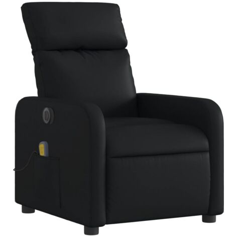 Sillón relax TV función masaje reclinable eléctrico 6 puntos de masaje en PVC negro DEC027220