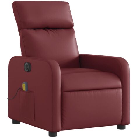 Sillón relax TV función masaje reclinable eléctrico 6 puntos de masaje en PVC rojo burdeos DEC027240