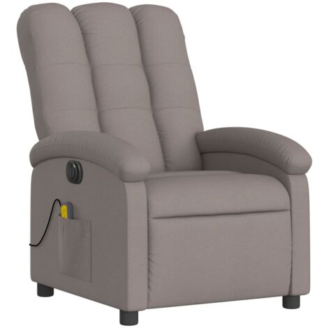 Sillón relax TV función masaje reclinable eléctrico 6 puntos de masaje en tela color topo DEC027271