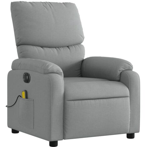 Sillón relax TV función masaje reclinable eléctrico 6 puntos de masaje en tela gris claro DEC027157