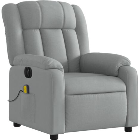 Sillón relax TV función masaje reclinable eléctrico 6 puntos de masaje en tela gris claro DEC027160