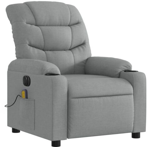 Sillón relax TV función masaje reclinable eléctrico 6 puntos de masaje en tela gris claro DEC027162