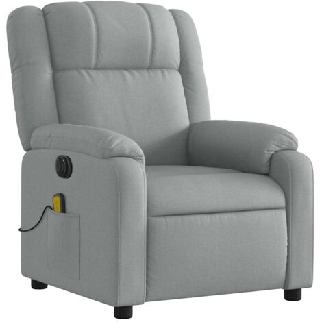 Sillón relax TV función masaje reclinable eléctrico 6 puntos de masaje en tela gris claro DEC027164