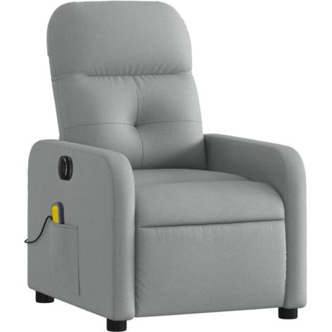 Sillón relax TV función masaje reclinable eléctrico 6 puntos de masaje en tela gris claro DEC027165