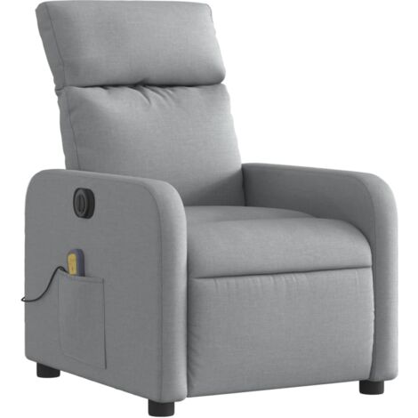 Sillón relax TV función masaje reclinable eléctrico 6 puntos de masaje en tela gris claro DEC027167