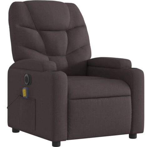 Sillón relax TV función masaje reclinable eléctrico 6 puntos de masaje en tela marrón oscuro DEC027190