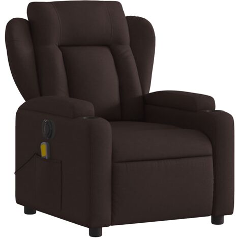 Sillón relax TV función masaje reclinable eléctrico 6 puntos de masaje en tela marrón oscuro DEC027192