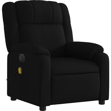 Sillón relax TV función masaje reclinable eléctrico 6 puntos de masaje en tela negra DEC027224