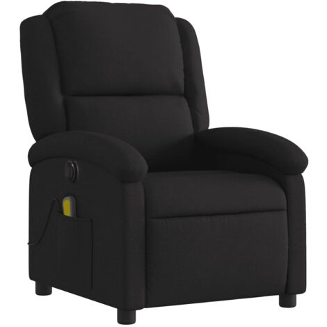 Sillón relax TV función masaje reclinable eléctrico 6 puntos de masaje en tela negra DEC027225