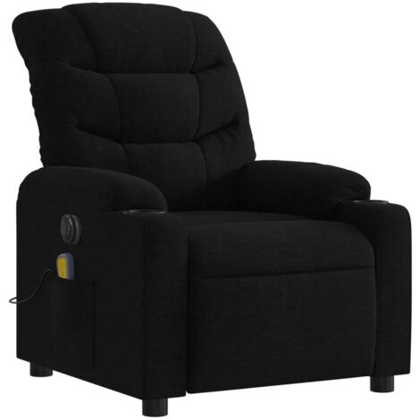 Sillón relax TV función masaje reclinable eléctrico 6 puntos de masaje en tela negra DEC027227