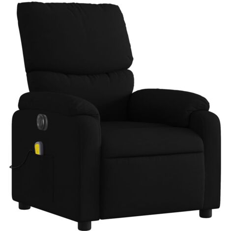 Sillón relax TV función masaje reclinable eléctrico 6 puntos de masaje en tela negra DEC027228