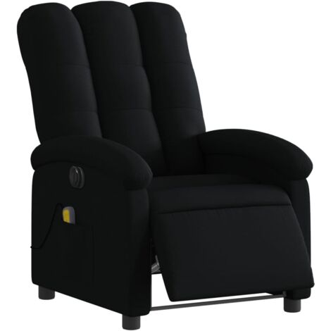 Sillón relax TV función masaje reclinable eléctrico 6 puntos de masaje en tela negra DEC027230