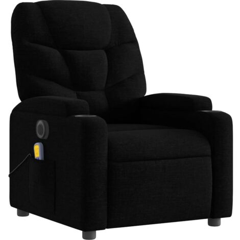 Sillón relax TV función masaje reclinable eléctrico 6 puntos de masaje en tela negra DEC027234