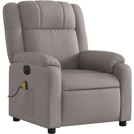 Sillón relax TV función masaje reclinable eléctrico 6 puntos de masaje en tela topo DEC027268