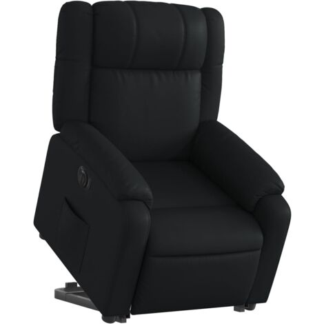 Sillón relax TV muy cómodo con función de elevación eléctrica en PVC negro DEC028461
