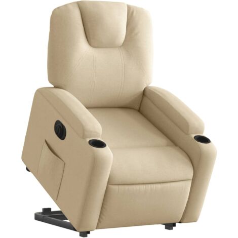 Sillón relax TV muy cómodo con función de elevación eléctrica en tejido crema DEC028291