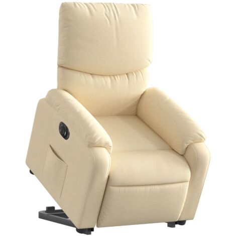 Sillón relax TV muy cómodo con función de elevación eléctrica en tejido crema DEC028292