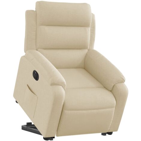 Sillón relax TV muy cómodo con función de elevación eléctrica en tejido crema DEC028293