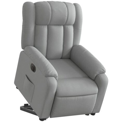 Sillón relax TV muy cómodo con función de elevación eléctrica en tejido gris claro DEC028321