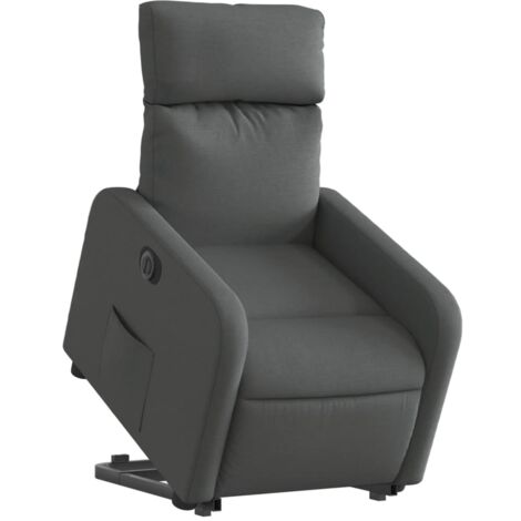 Sillón relax TV muy cómodo con función de elevación eléctrica en tela gris oscuro DEC028346