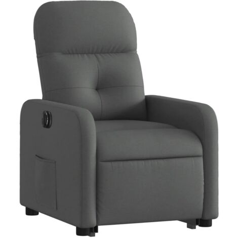 Sillón relax TV muy cómodo con función de elevación eléctrica en tela gris oscuro DEC028349