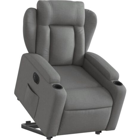 Sillón relax TV muy cómodo con función de elevación eléctrica en tela gris oscuro DEC028351