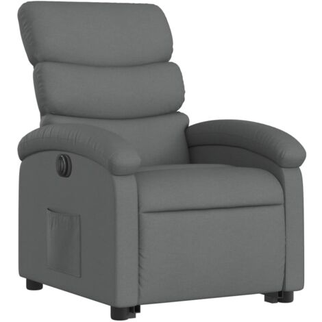 Sillón relax TV muy cómodo con función de elevación eléctrica en tela gris oscuro DEC028362