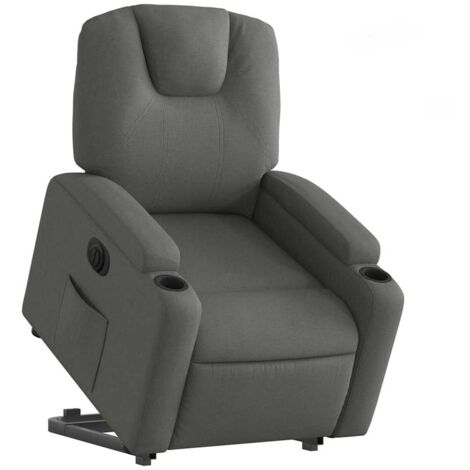 Sillón relax TV muy cómodo con función de elevación eléctrica en tela gris oscuro DEC028366
