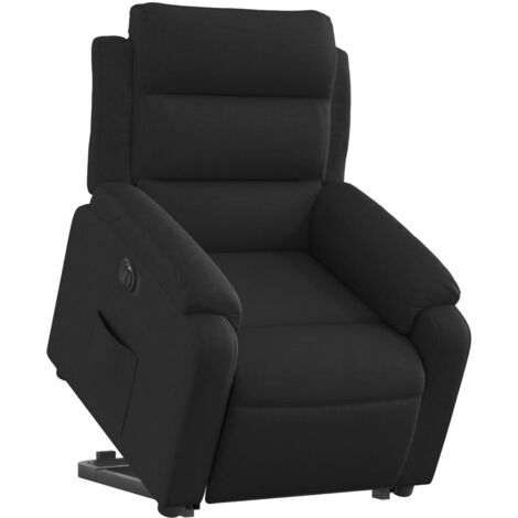 Sillón relax TV muy cómodo con función de elevación eléctrica en tela negra DEC028506