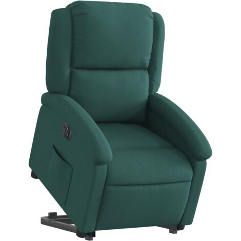 Sillón relax TV muy cómodo con función de elevación eléctrica en tela verde oscuro DEC028597