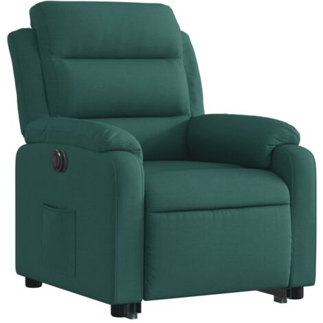 Sillón relax TV muy cómodo con función de elevación eléctrica en tela verde oscuro DEC028601