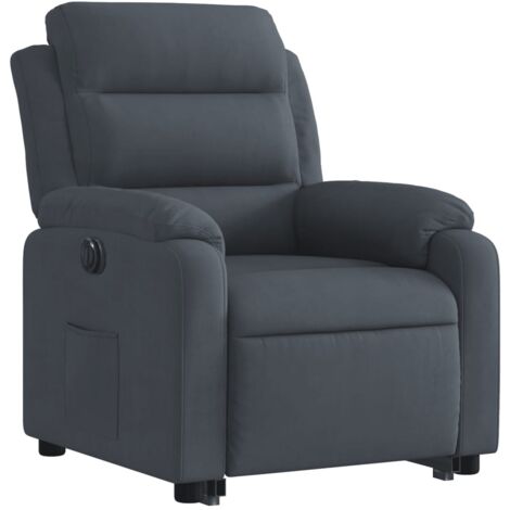 Sillón relax TV muy cómodo con función de elevación eléctrica en terciopelo gris oscuro DEC028372