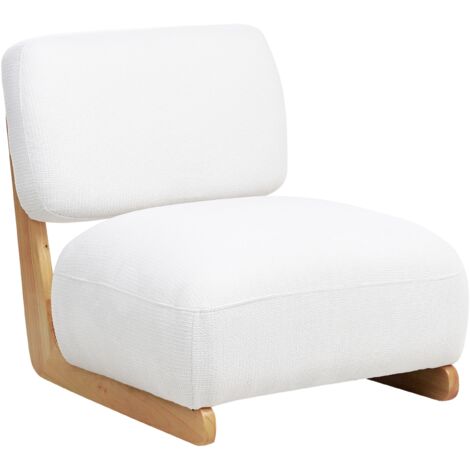 Sillón retro sin reposabrazos patas de madera maciza tapicería de tela blanco crema Kokkola