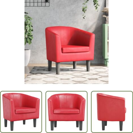 Sillón rojo -  Sillón cuero sintético rojo